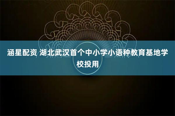 涵星配资 湖北武汉首个中小学小语种教育基地学校投用